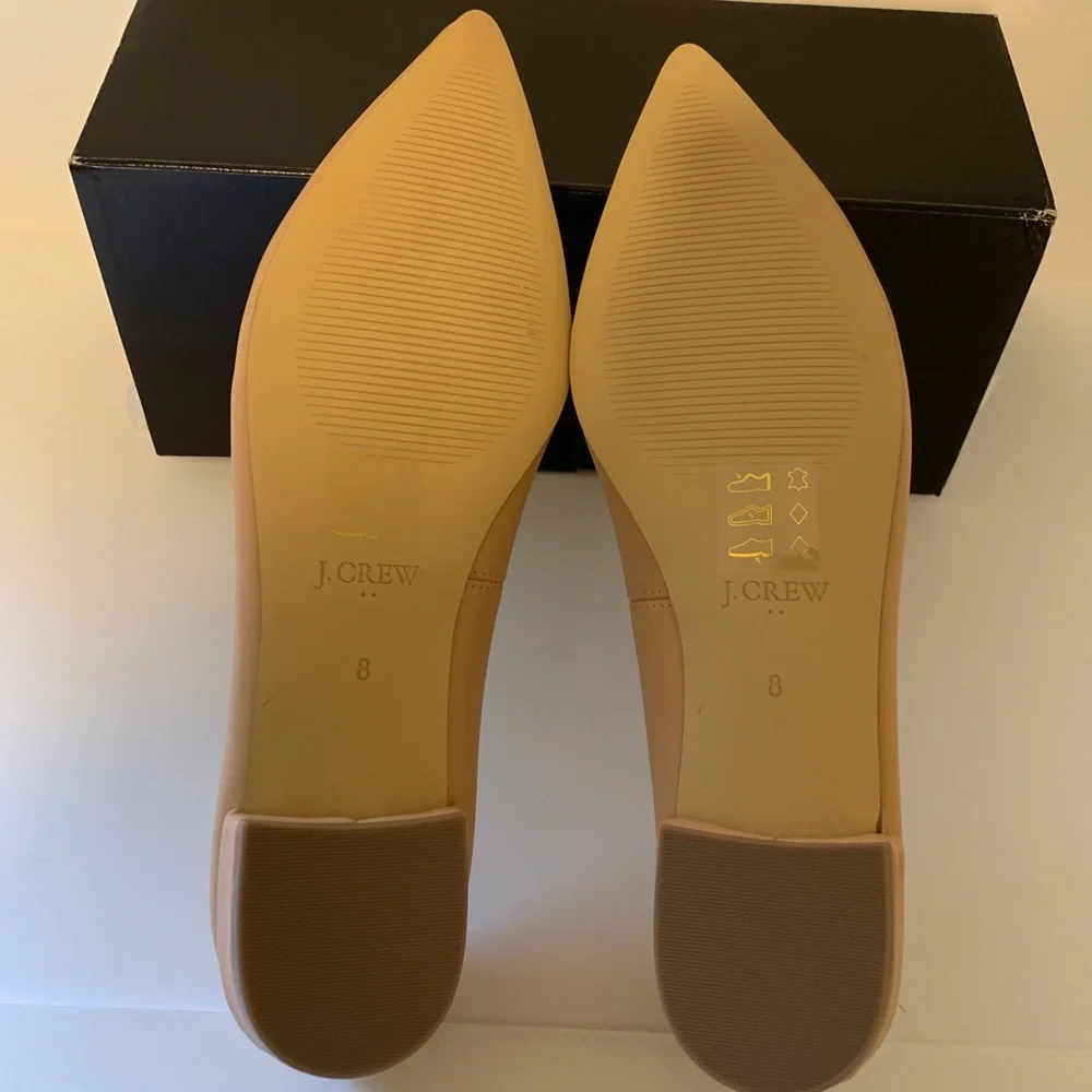 J. Crew Marina Leather Pointy Toe Flats Warm Beige Size 8 BNIB - Picture 7 of 8
